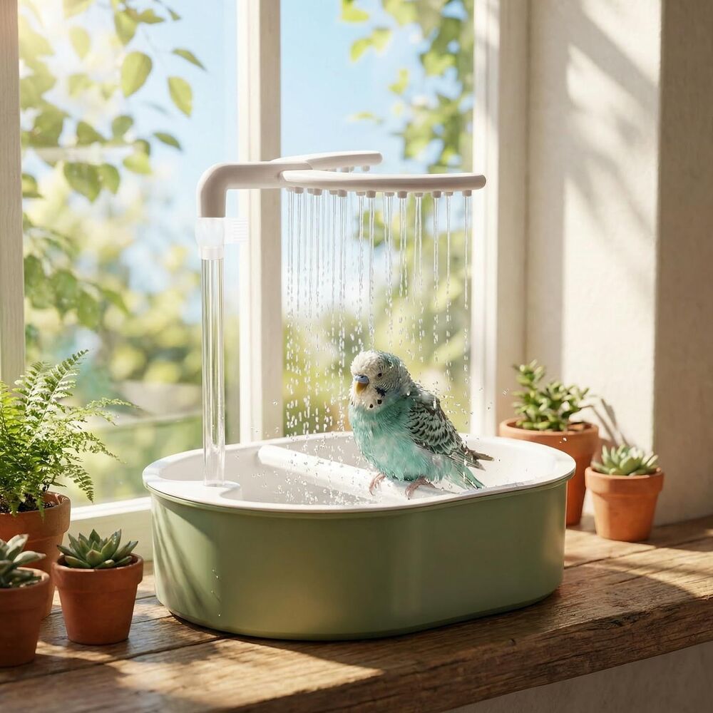 Tcwhniev Electric Parakeet Bird Bath